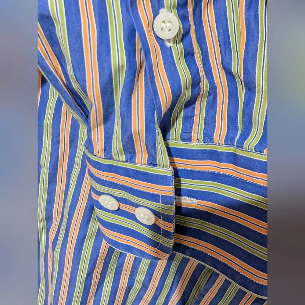 BRIONI Made In ITALY Multi-Color Stripe Cooton Dress Shirt Men’s Size XL. - Picture 6 of 7